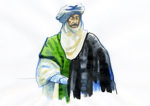 Muawiya I:n muotokuva (602-680) Ensimmäinen Umayyad-kalifi (Muawiyah I:n muotokuva) od Alessandro Lonati