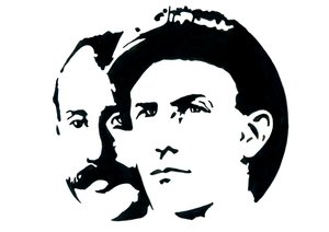 Portrét Orvilla (1871-1948) a Wilbura Wrighta (1867-1912) amerických průkopníků letectví (bratři Wrightové, Orville a wilbur američtí bratři, vynálezci a průkopníci letectví) od Alessandro Lonati