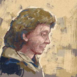 Portrét vědkyně Dorothy Mary Crowfoot Hodgkin (ilustrace) od Alessandro Lonati