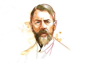 Portrét německého sociologa Maxe Webera (1864 - 1920) (Max Weber německý sociolog, filozof, právník a politický ekonom) od Alessandro Lonati