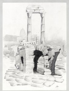 Ruiny římské éry v Římě, Forum (Římské fórum) Kresba Alessandra Lonatiho. od Alessandro Lonati