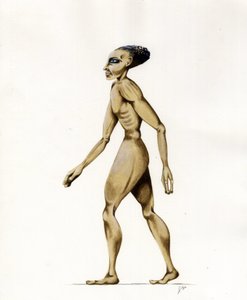 Scifi-kuvitus: muukalainen tai muukalainen (alien tai muukalainen) Mars-planeetalta avaruuden tai universumin valloittamiseen. Piirustus Alessandro Lonati od Alessandro Lonati