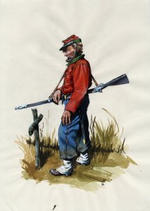 Druhá říše (1852-1870): Italské sjednocení (Risorgimento), dobrovolník garibaldské armády známý jako bojovník „červené košile“ za věc Giuseppe Garibaldi (1807-1882) v Itálii od Alessandro Lonati