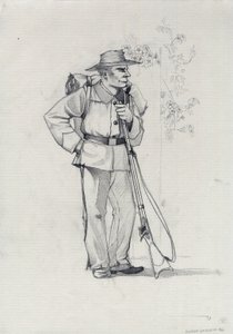 Druhá říše (1852-1870): Italské sjednocení (Risorgimento), dobrovolník garibaldské armády známý jako bojovník „červené košile“ za věc Giuseppe Garibaldi (1807-1882) v Itálii od Alessandro Lonati