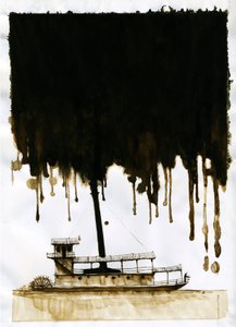 Ilustrace parníku nového „“ V srdci temnoty“ od Josepha Conrada. 2012 od Alessandro Lonati
