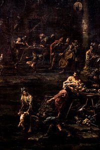 Hráči, vojáci a tuláci, asi 1720/30 (olej na plátně)