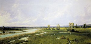 Lov na dně řeky Piave v Belluno, Malba Alessandra Seffera (1832-1905), Olej na plátně od Alessandro Seffer Guerra
