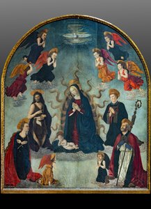 Madonna a dítě se svatými (olej na desce) od Alessio & Scheggini Michele da Larciano (known as Graffione) (1470 85) Baldovinetti