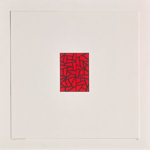Red Bits on White, 2021 (smalt na kartě) od Alex Dunn