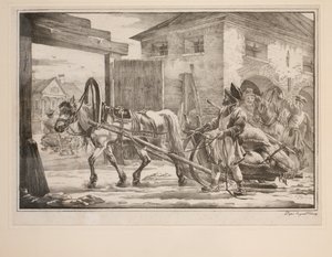 Vyjíždění z bran (litho) od after Alexander Orlowski