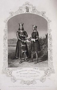 Pan Macready jako král John a pan Cooper jako Hubert, dějství III, scéna 3 z 