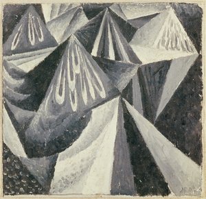 Kubo-futuristická kompozice v šedé a bílé, 1916