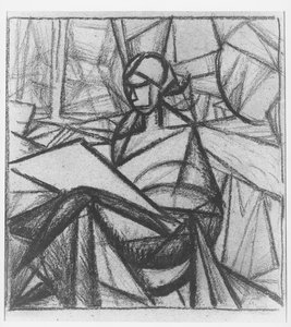 Žena, 1914-15 (uhl na papíře)
