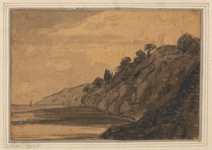 Pobřežní scéna se zalesněným útesem od Alexander Cozens