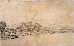 Italská krajina s klenutou budovou od Alexander Cozens