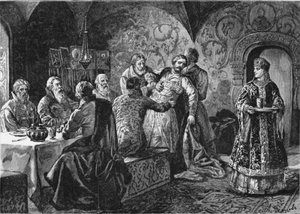 Princ Michail Vasilijevič Skopin-Shuisky na svátku hraběte Vorotynského od Alexander Efimovich Zemtsov