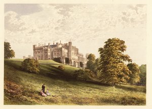 Hrad Lambton., hrabství Durham, Anglie. ,1880 (rytina)