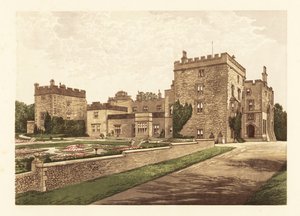 Hrad Muncaster, Cumbria, Anglie. ,1880 (rytina) od Alexander Francis (after) Lydon