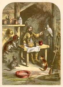 Robinson Crusoe na večeři se svou malou rodinou od Alexander Francis Lydon