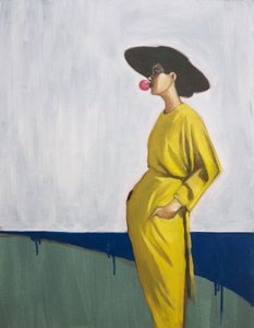 Elegantní žena v růžových bublinách