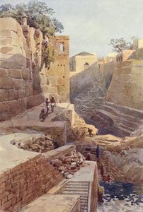 Nádrž na zadní straně Dargahu, Ajmere (barevná lito) od Alexander Henry Hallam Murray