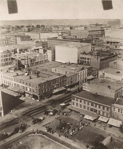 Pohled na severovýchod z kopule soudní budovy v Chicagu, 1858
