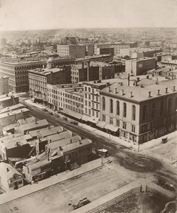 Pohled na severozápad z kopule soudní budovy v Chicagu, 1858