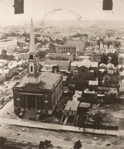Pohled na jih z kopule soudní budovy v Chicagu, 1858
