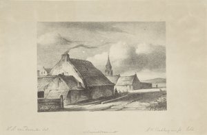 Domy a kostelní věž v Katwijku od Alexander Hieronymus Bakhuyzen (II)