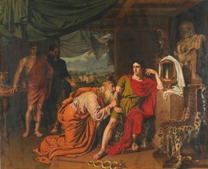Rusky: "Priam žádá Achillea o Hektorovo tělo" Priam žádá Achillea, aby mu vrátil Hektorovo tělo. od Alexander Ivanov