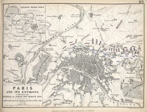 Mapa Paříže a jejího okolí, kterou vydal William Blackwood and Sons, Edinburgh & London od Alexander Keith Johnston
