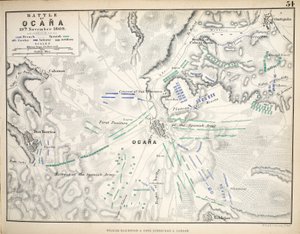 Mapa bitvy u Ocany, kterou vydal William Blackwood and Sons, Edinburgh und London, 1848 (ručně kolorovaná rytina) od Alexander Keith Johnston
