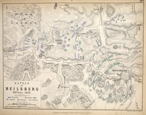 Mapa Heilsbergu, kterou vydal William Blackwood and Sons, Edinburgh und London, 1848 (ručně kolorovaná rytina)