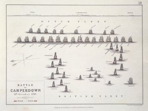 Plán bitvy u Camperdownu, 11. října 1797, kolem 30. let 19. století od Alexander Keith Johnston
