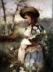 Shromažďování Marguerites (akvarel)