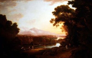 Italská krajina s tančícími rolníky (olej na plátně) od Alexander Nasmyth