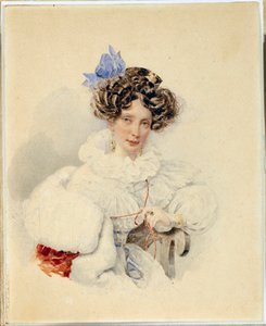 Portrét Kateřiny Bakuninové (1795-1869) - Dílo Karla Pavloviče Briullova (Briullova) (1799-1852), před rokem 1832, akvarel na kartonu - Portrét Jekatěriny Pavlovny Bakuninové (1795-1869) - Akvarel na kartonu Alexandra Pavloviče Briullova 179