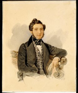 Portrét Nikolaje Michajloviče Donaurova (1806-1849) - Akvarel na papíře od Alexandra Briullova (Brioullov) (1798-1877)
