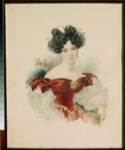 Portrét princezny Natalie Viktorovny Kotchoubei (1800-1854) - Akvarel na papíře od Alexandra Briullova (Alexandre Briullov) (1798-1877)