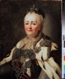 "Portrét Kateřiny II. (kateriny II.) (1729-1796), ruské císařovny"" Malba Alexandra Roslina (1718-1795). Státní regionální muzeum umění I. Pozhalostina, Rjasan. od Alexander Roslin