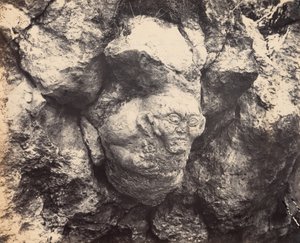 Obrovská hlava vytesaná do skály, nedávno objevená u Smyrny u vchodu do jeskyně, 1866 (foto) od Alexander Sandor Svoboda