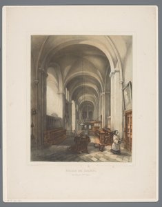 Interiér kostela opatství Rolduc Abbey Church Église de Rolduc, styl Roman XIIme Siècle (název na objektu) Rolduc et ses environs (název série) od Alexander Schaepkens