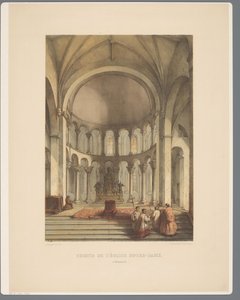 Interiér van Onze-Lieve-Vrouwe-Basiliek te Maastricht Sbor kostela Notre-Dame, v Maestrichtu (název na objektu) Starověké památky architektury od jedenáctého století do třináctého století v Limburg (název série)