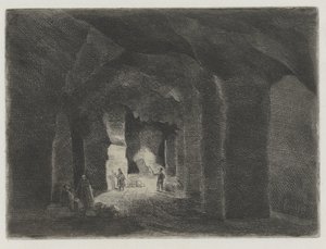 Systém podzemních tunelů v Sint Pietersberg v Maastrichtu Pres de la Meuse, 11 Eaux-Fortes (název série)