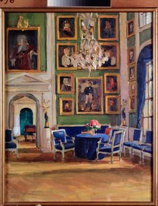 In a Reception Room (In a Reception Room) - Dílo Alexandra Valentinoviče Sredina (Sredine) (1872-1934), olej na kartonu - Ruské umění, konec 19.-začátek 20. století, modernismus - A Pushkin Memorial Museum, Petrohrad