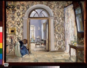 Přijímací místnost Obninského panství Belkino - dílo Alexandra Valentinoviče Sredina (Sredine) (1872-1934), olej na kartonu - ruské umění, konec 19.-začátek 20. století, modernismus - stát