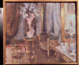 Večer v pokoji - Dílo Alexandra Valentinoviče Sredina (Sredine) (1872-1934), olej na kartonu - Ruské umění, konec 19.-začátek 20. století, modernismus - Státní oblastní muzeum umění I Pozhalostin, Rjazaň (Rusko)