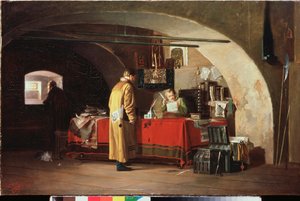 Správní úřad v Moskevském knížectví (Kancelář v Muscovy) - obraz Alexandra Stepanoviče Yanova (1857-1918), olej na plátně od Alexander Stepanovich Yanov