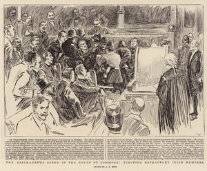 Hanebná scéna v Dolní sněmovně, vyhození vzdorujících irských poslanců od Alexander Stuart Boyd