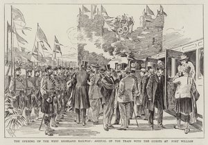 Otevření West Highland Railway, příjezd vlaku s hosty do Fort William od Alexander Stuart Boyd